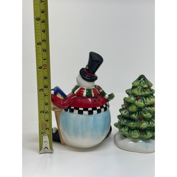 VTG Fitz & Floyd "Sullivan the Snowman" Salt & Pepper Shaker Set Christmas 4.5" - Picture 5 of 6
